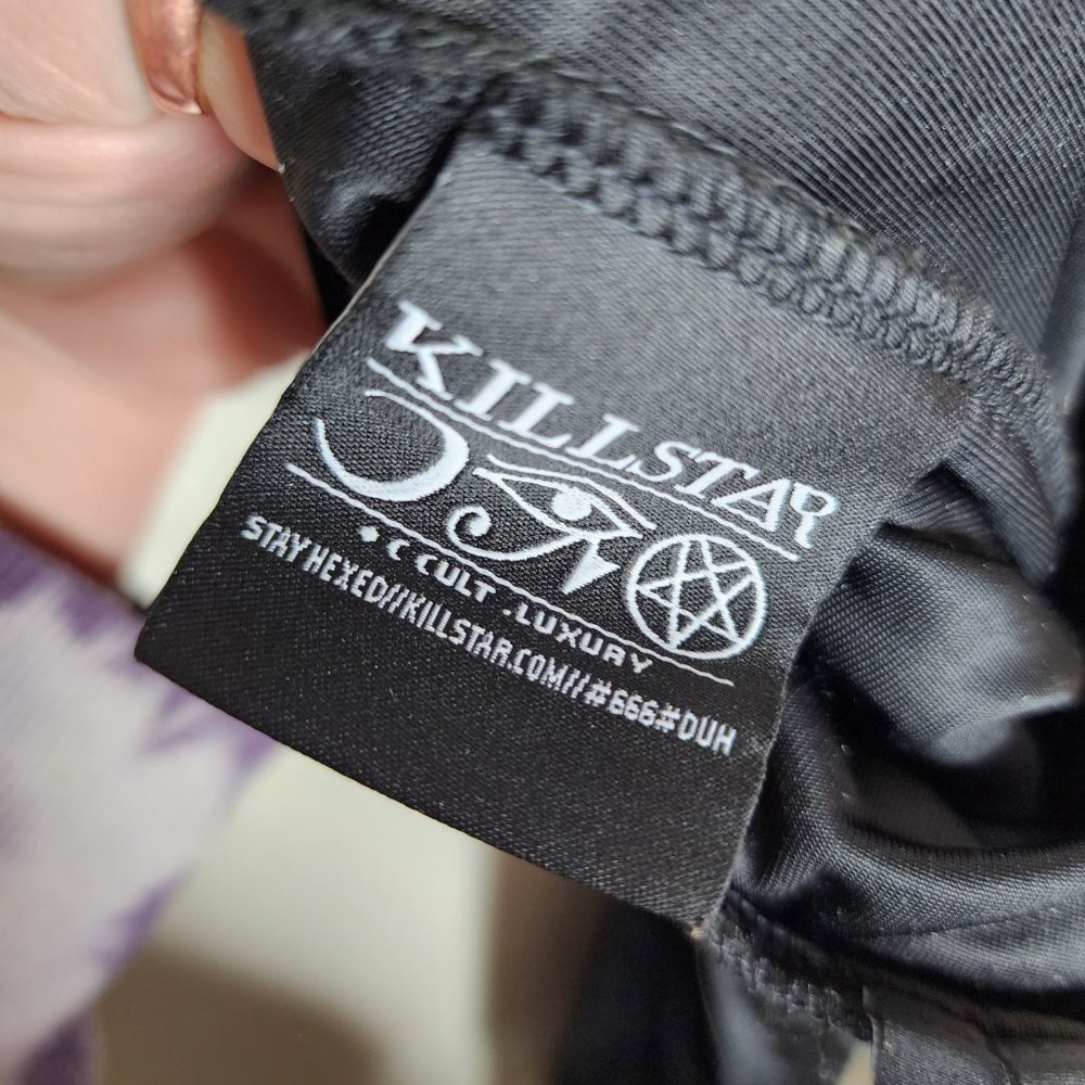 Killstar Nova Black Velour Velvet & Lace Super Flare Bell Bottoms Pull On, sz XS - Picture 6 of 7